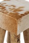 Casa Padrino Landhausstil Fellhocker Braun / Wei� / Naturfarben 30 x 30 x H. 45 cm - Sitzhocker mit Massivholz Beinen