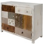 Casa Padrino Landhausstil Kommode mit 2 T�ren Antik Wei� / Mehrfarbig 100 x 40 x H. 90 cm - Shabby Chic M�bel