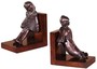 Casa Padrino Luxus Buchsttzen Set Mdchen & Clown Bronze / Braun 14 x 10 x H. 17 cm - Deko Bronzefiguren mit Holzsockel 