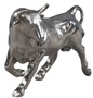 Casa Padrino Deko Bronzefigur Stier Silber 56 x 22 x H. 40 cm - Luxus Skulptur