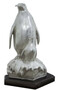 Casa Padrino Bronzefigur Pinguin Mutter mit Kind Silber / Schwarz 22 x 15 x H. 33 cm - Luxus Skulptur