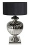 Casa Padrino Luxus Tischleuchte Silber / Schwarz  40 x H. 80 cm - Messing Tischlampe mit Lampenschirm 
