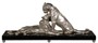 Casa Padrino Luxus Deko Bronzefiguren mit Holzsockel 2 Tiger Silber / Schwarz 83 x 23 x H. 34 cm - Luxus Qualit�t