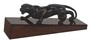 Casa Padrino Luxus Bronzefigur Puma Schwarz / Dunkelbraun 60 x 17 x H. 20 cm - Elegante Dekofigur auf Holzsockel