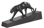 Casa Padrino Luxus Bronzefigur Panther Schwarz / Bronze 64 x 11 x H. 26,5 cm - Elegante Bronze Skulptur auf Marmorsockel