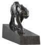 Casa Padrino Luxus Bronzefigur Panther Schwarz / Bronze 64 x 11 x H. 26,5 cm - Elegante Bronze Skulptur auf Marmorsockel