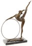 Casa Padrino Luxus Bronzefigur Hula Hoop T�nzerin Bronze / Schwarz 46,2 x 14,2 x H. 57 cm - Deko Bronze Skulptur mit Marmorsockel