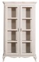 Casa Padrino Landhausstil Vitrinenschrank Antik Hellgrau 112 x 49 x H. 190 cm - Massivholz Wohnzimmerschrank mit 2 Glast�ren