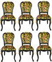 Pomp��s by Casa Padrino Luxus Barock Esszimmerst�hle Butterflies & Flowers Mehrfarbig / Schwarz / Gold - Pomp��se Barock St�hle designed by Harald Gl��ckler - 6 Esszimmerst�hle - Barock Esszimmerm�bel