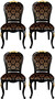 Pomp��s by Casa Padrino Luxus Barock Esszimmerst�hle mit Krone Schwarz / Gold - Pomp��se Barock St�hle designed by Harald Gl��ckler - 4 Esszimmerst�hle - Barock Esszimmerm�bel