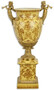 Casa Padrino Barock Porzellan Vase mit Sockel und dekorativen Engelsfiguren Beige / Braun / Messingfarben 38,5 x 22,8 x H. 66,8 cm - Prunkvolle Blumenvase - Deko Vase im Barockstil 