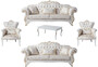 Casa Padrino Luxus Barock Wohnzimmer Set Creme / Wei� / Gold - 2 Sofas & 2 Sessel & 1 Couchtisch - Wohnzimmer M�bel im Barockstil - Edel & Prunkvoll