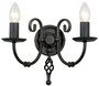 Casa Padrino Barock Doppel Wandleuchte Schwarz 35 x 22 x H. 27 cm - Elegante Stahl Wandlampe - Wandleuchten im Barockstil 