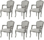 Casa Padrino Luxus Barock Esszimmer Stuhl Set Grau - 6 handgefertigte Esszimmerst�hle mit Armlehnen im Barockstil - Barock Esszimmer M�bel - Luxus Qualit�t