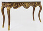 Casa Padrino Luxus Barock Konsole Dunkelbraun / Gold / Schwarz 155 x 45 x H. 80 cm - Mahagoni Konsolentisch mit edlen Verzierungen und Marmorplatte - M�bel im Barockstil