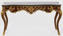 Casa Padrino Luxus Barock Konsole Dunkelbraun / Gold / Schwarz 155 x 45 x H. 80 cm - Mahagoni Konsolentisch mit edlen Verzierungen und Marmorplatte - M�bel im Barockstil