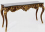 Casa Padrino Luxus Barock Konsole Dunkelbraun / Gold / Schwarz 155 x 45 x H. 80 cm - Mahagoni Konsolentisch mit edlen Verzierungen und Marmorplatte - M�bel im Barockstil