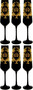 Pomp��s by Casa Padrino Luxus Champagner Glas Set Schwarz / Gold  6 x H. 25 cm - Gl�ser mit 24 Karat Vergoldung - Pomp��se Gl�ser designed by Harald Gl��ckler