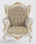Casa Padrino Luxus Barock Sessel Greige / Wei� / Gold 100 x 80 x H. 125 cm - Handgefertigter Wohnzimmer Sessel mit elegantem Muster - Barock Wohnzimmer M�bel - Edel & Prunkvoll
