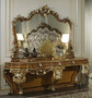 Casa Padrino Luxus Barock Konsole mit Spiegel Braun / Gold / Silber - Prunkvoller handgefertigter Schminktisch mit Wandspiegel - Hotel M�bel - Schloss M�bel - Luxus Qualit�t - Made in Italy