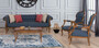Casa Padrino Luxus Barock Wohnzimmer Set Blau / Braun - 2 Barock Sofas & 2 Barock Sessel & 1 Barock Couchtisch - Barock Wohnzimmer M�bel