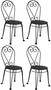 Casa Padrino Jugendstil Gartenstuhl 4er Set Schwarz 40 x 40 x H. 92 cm - Elegante Schmiedeeisen St�hle - Nostalgische Garten & Gastronomie M�bel