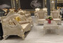 Casa Padrino Luxus Barock Wohnzimmer Set Grau / Gold - 2 Barock Sofas mit Muster & 2 Barock Sessel mit Muster & 1 Barock Couchtisch - Barock Wohnzimmer M�bel