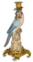 Casa Padrino Jugendstil Kerzenhalter Set Papageien Blau / Rosa / Mehrfarbig / Gold 15,3 x 15,9 x H. 36,3 cm - Porzellan Kerzenst�nder - Barock & Jugendstil Deko Accessoires