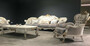 Casa Padrino Luxus Barock Wohnzimmer Set Grau / T�rkis / Wei� / Gold - 2 Barock Sofas mit Muster & 2 Barock Sessel mit Muster & 1 Barock Couchtisch - Barock Wohnzimmer M�bel