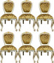 Pomp��s by Casa Padrino Luxus Barock Esszimmerst�hle Gold Bouquet Muster / Creme-Wei� / Gold - Pomp��se Barock St�hle designed by Harald Gl��ckler - 6 Esszimmerst�hle - Barock Esszimmer M�bel