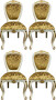Pomp��s by Casa Padrino Luxus Barock Esszimmerst�hle Gold Bouquet Muster / Creme-Wei� / Gold - Pomp��se Barock St�hle designed by Harald Gl��ckler - 4 Esszimmerst�hle - Barock Esszimmer M�bel