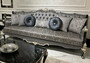 Casa Padrino Luxus Barock Sofa Silber / Schwarz / Silber - Handgefertigtes Wohnzimmer Sofa mit elegantem Muster und dekorativen Kissen - Wohnzimmer M�bel im Barockstil