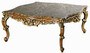 Casa Padrino Luxus Barock Couchtisch Braun / Gold - Prunkvoller Massivholz Wohnzimmertisch mit Emperador Marmor Tischplatte - Barock Wohnzimmer & Hotel M�bel - Luxus Qualit�t - Made in Italy 
