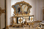 Casa Padrino Luxus Barock Schlafzimmer Set Wei� / Blau / Gold - 1 Barock Schminkkommode mit 5 Schubladen & 1 Barock Spiegel & 1 Barock Hocker - Barock Schlafzimmer M�bel - Edel & Prunkvoll