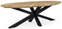 Casa Padrino Luxus Gartentisch Naturfarben / Schwarz 240 x 110 x H. 77 cm - Ovaler Esstisch mit Teakholz Tischplatte - Garten & Terrassen Tisch - Luxus Garten & Terrassen M�bel