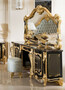Casa Padrino Luxus Barock Schlafzimmer Set Schwarz / Gold / Hellblau - 1 Barock Schminkkommode & 1 Barock Spiegel & 1 Barock Hocker - Barock Schlafzimmer M�bel - Edel & Prunkvoll