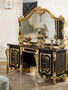 Casa Padrino Luxus Barock Schlafzimmer Set Schwarz / Gold / Hellblau - 1 Barock Schminkkommode & 1 Barock Spiegel & 1 Barock Hocker - Barock Schlafzimmer M�bel - Edel & Prunkvoll