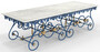 Casa Padrino Jugendstil Gartentisch 270 x 100 x H. 75 cm - Verschiedene Farben - Nostalgischer Schmiedeeisen Garten & Terrassen Tisch mit Marmorplatte - Jugendstil Garten & Terrassen Mbel