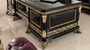 Casa Padrino Luxus Barock B�rom�bel Set Bordeauxrot / Schwarz / Gold - 1 Barock Schreibtisch & 1 Barock Chesterfield B�rostuhl mit edlem Kunstleder - Prunkvolle Barock B�rom�bel