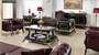 Casa Padrino Luxus Barock B�rom�bel Set Bordeauxrot / Schwarz / Gold - 1 Barock Schreibtisch & 1 Barock Chesterfield B�rostuhl mit edlem Kunstleder - Prunkvolle Barock B�rom�bel