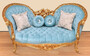 Casa Padrino Barock Sofa Hellblau / Gold - Handgefertigtes Wohnzimmer Sofa im Barockstil - Prunkvolle Barock Wohnzimmer M�bel