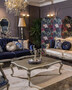 Casa Padrino Luxus Barock Wohnzimmer Set Blau / Rosa / Silber - 2 Barock Sofas & 2 Barock Sessel & 1 Barock Couchtisch - Wohnzimmer M�bel im Barockstil - Barock M�bel - Barock Einrichtung