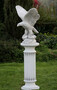 Casa Padrino Barock S�ule mit Adler Wei� / Grau 60 x 40 x H. 134 cm - Prunkvolle Gartens�ule im Barockstil - Gartendeko Stein S�ule mit Skulptur - Barock Garten & Terrassen Deko Accessoires