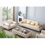 Casa Padrino Luxus Chesterfield 3er Sofa Creme / Gold 250 x 115 x H. 70 cm - Chesterfield Wohnzimmer Sofa - Wohnzimmer M�bel - Chesterfield M�bel - Luxus M�bel - Luxus Einrichtung - M�bel Luxus