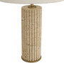 Casa Padrino Luxus Tischleuchte Beige / Antik Messing / Creme  40 x H. 64 cm - Travertin Schreibtischleuchte mit rundem Lampenschirm - Luxus Tischleuchten - Luxus Leuchten - Luxus M�bel
