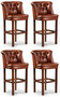 Casa Padrino Luxus Chesterfield Leder Barstuhl 4er Set Braun 63 x 56 x H. 107 cm - Gepolsterte Echtleder Barhocker - Chesterfield M�bel - Chesterfield Barm�bel - Luxus Barm�bel - Echtleder Barm�bel