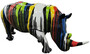 Casa Padrino Luxus Deko Skulptur Nashorn Schwarz / Mehrfarbig 320 x H. 180 cm - Riesige Gartenskulptur - Lebensgro�e Skulptur - XXL Deko Skulptur - XXL Deko Figur - XXL Tierfigur - Garten Deko 