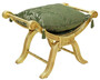 Casa Padrino Barock Kreuzhocker mit Kissen Gold / Gr�n - Handgefertigter Sitzhocker im Barockstil - Antik Stil Hocker - Barock M�bel - Wohnzimmer M�bel im Barockstil - Antik Stil M�bel 
