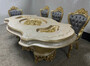 Casa Padrino Luxus Barock Esszimmer Set Mehrfarbig / Grau / Gold - 1 Barock Esstisch & 8 Barock Esszimmerst�hle - Barock Esszimmer M�bel - Luxus Esszimmer M�bel im Barockstil - Edel & Prunkvoll