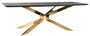 Casa Padrino Luxus Esstisch Schwarzgrau / Gold 240 x 100 x H. 75 cm - Rechteckiger K�chentisch mit Massivholz Tischplatte - Esszimmer M�bel - K�chen M�bel - Luxus M�bel - Luxus Einrichtung